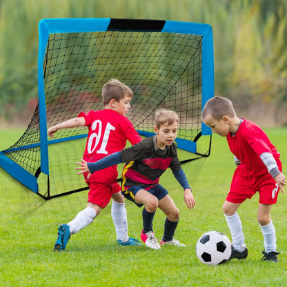 Portable Set of 2 Soccer Goals, 4X3Ft Folding Soccer for Backyard Training for Kids and Teens,Blue